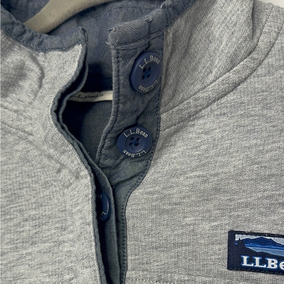 L.L. Bean Grey and blue Knit Quarter Zip (button) Sweatshirt Size Small - Picture 3 of 3